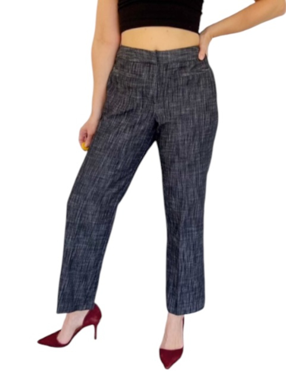 Larry Levine Petite Stretch dark gray straight leg cotton dress pants size 10P
